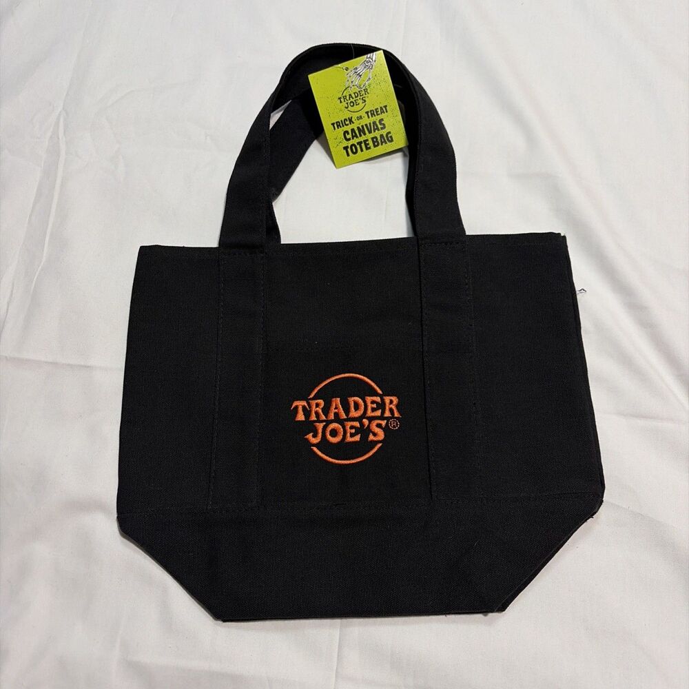 Limited Edition Trader Joe's Trick Or Treat Canvas Tote Bag In Black